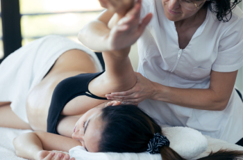 Pregnant woman enjoying a prenatal massage